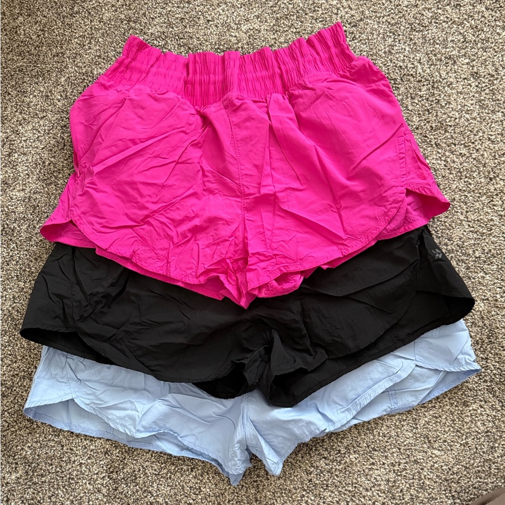 All in Motion Women's Athletic Shorts - lot of 3! Hot Pink, Black, Light Blue